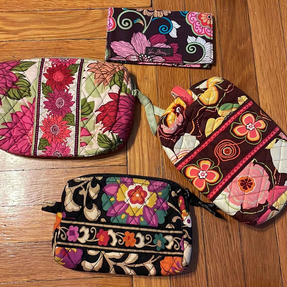 Lot of Vera Bradley cosmetic bags and checkbook cover